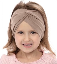 Opaska dla dziewczynki, turban na głowę, beżowy, 3518, obw. 45-47 cm