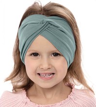 Opaska dla dziewczynki, turban na głowę, miętowy, 3518, obw. 47-49 cm