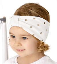 Opaska z serduszkami dla dziewczynki, bawełniana, biała, 50-54 cm