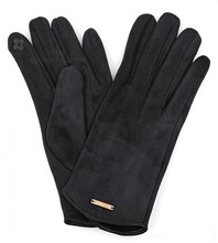 Rękawiczki damskie, dotykowe do ekranów, welurowe, czarne, rozmiar M/L