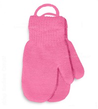 Rękawiczki dla dziewczynki, jednopalczaste ze sznurkiem, ciepłe, różowy (2), rozm. 4-6 lat