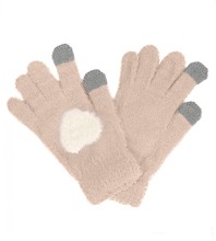 Rękawiczki dotykowe z syntetycznej alpaki z Sercem, beżowe, rozm. 12-18 lat