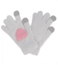 Rękawiczki dotykowe z syntetycznej alpaki z Sercem, jasne szare, rozm. 12-18 lat