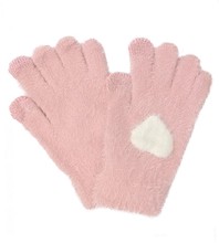 Rękawiczki dotykowe z syntetycznej alpaki z Sercem, różowe, rozm. 12-18 lat