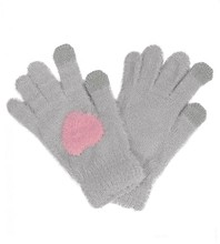 Rękawiczki dotykowe z syntetycznej alpaki z Sercem, szare, rozm. 12-18 lat