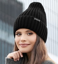 Wełniana czapka damska, Sovija, czarna, 55-58 cm