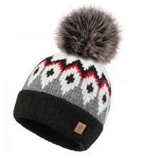 Zimowa czapka damska, wzorzysta, czarny + szary, Cozzy, 55-58 cm