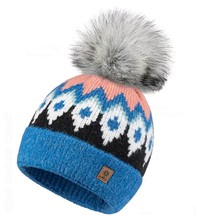 Zimowa czapka damska, wzorzysta, niebieski (2), Cozzy, 55-58 cm