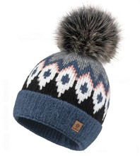 Zimowa czapka damska, wzorzysta, niebieski + czarny, Cozzy, 55-58 cm