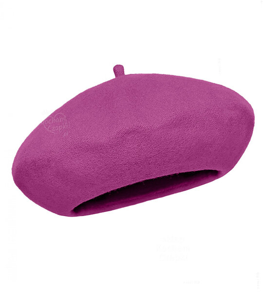 Beret damski zimowy, Vineca, wełniany, fuksja, 55-57 cm