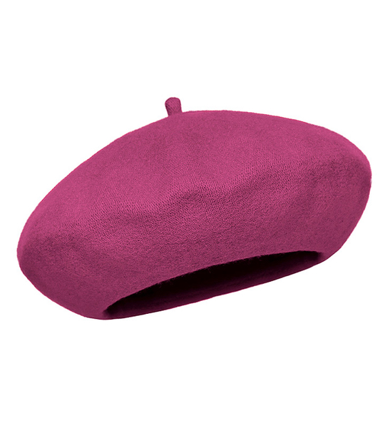 Beret damski zimowy, Vineca, wełniany, różowy ciemny,  55-57 cm