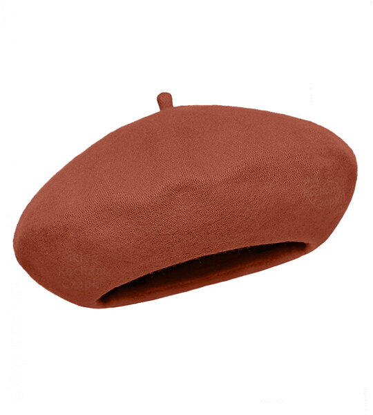 Beret damski zimowy, Vineca, wełniany, rudy, 55-57 cm