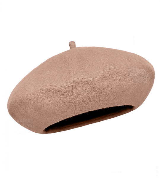 Beret damski zimowy, wełniany, Vineca, beżowo-różowy,  55-57 cm