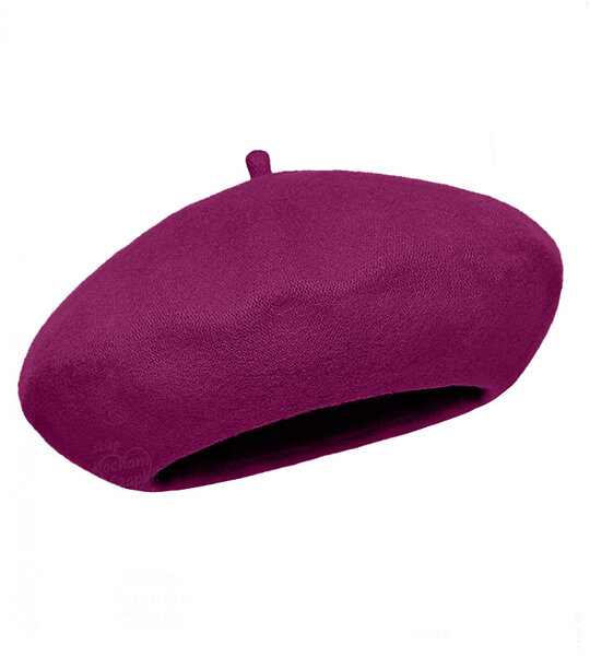 Beret damski zimowy, wełniany, Vineca, fuksja ciemna, 55-57 cm