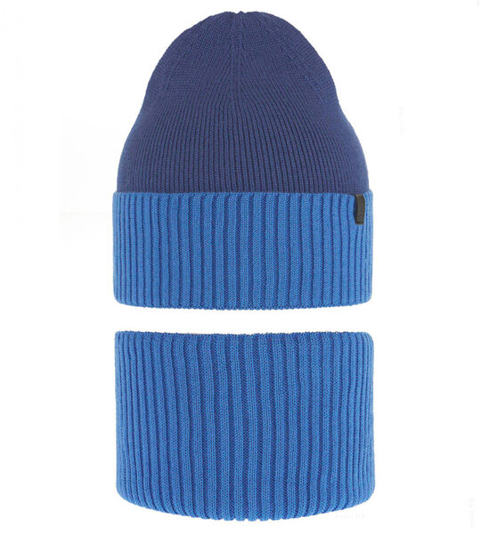 Komplet jesienny - wiosenny dla chłopca: czapka i komin, Utaros, niebieski, 52-55 cm