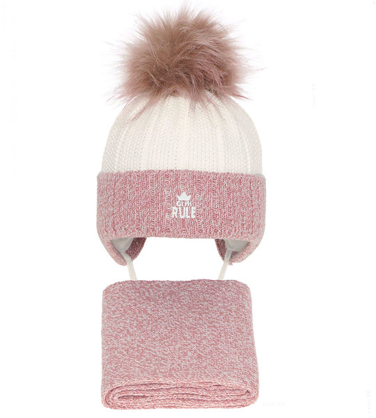 Komplet zimowy, czapka i szalik dla dziewczynki, Nisdi, 42-44 cm