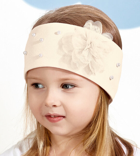 Opaska dla dziewczynki na głowę, elegancka, kremowa, 46249, 42-46 cm