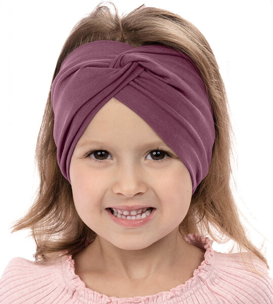 Opaska dla dziewczynki, turban na głowę, śliwkowy, 3518, obw. 49-51 cm
