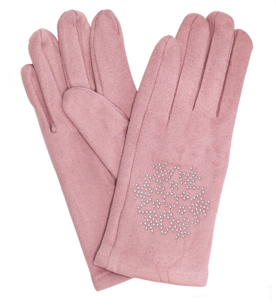 Rękawiczki dla dziewczynki, welurowe, eleganckie, różowy, 8-11 lat