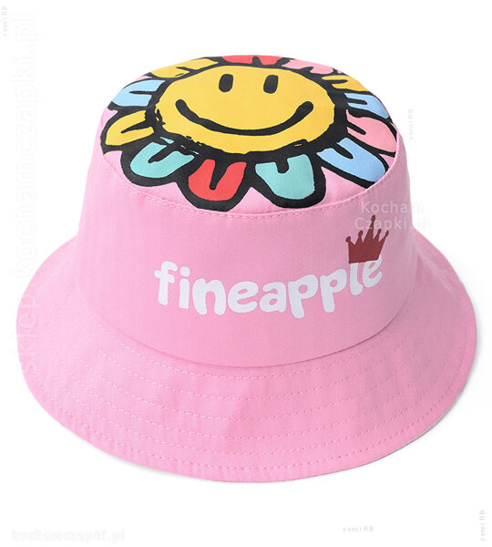 Różowy kapelusz dla dziewczynki, bawełniany Fineapple  rozm. 46-48 cm