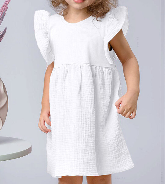 Sukienka dla dziewczynki, biała, muślinowa, Mirabelia, rozmiar 116 cm 