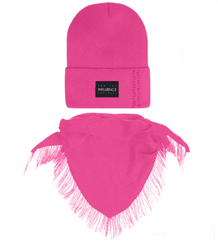 Komplet wiosenny/jesienny dla dziewczynki, różowy, czapka i chusta, Saamayn, 50-53 cm