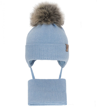 Komplet zimowy, czapka i szalik dla chłopca, Farael, niebieski (1), 40-42 cm
