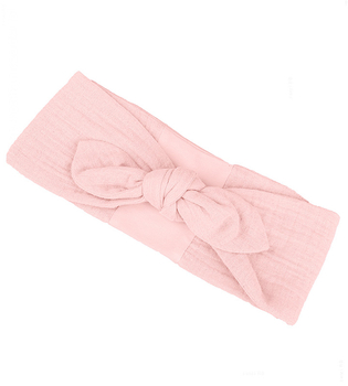Opaska na głowę dla dziewczynki, muślinowa, różowa jasna , 40-46 cm